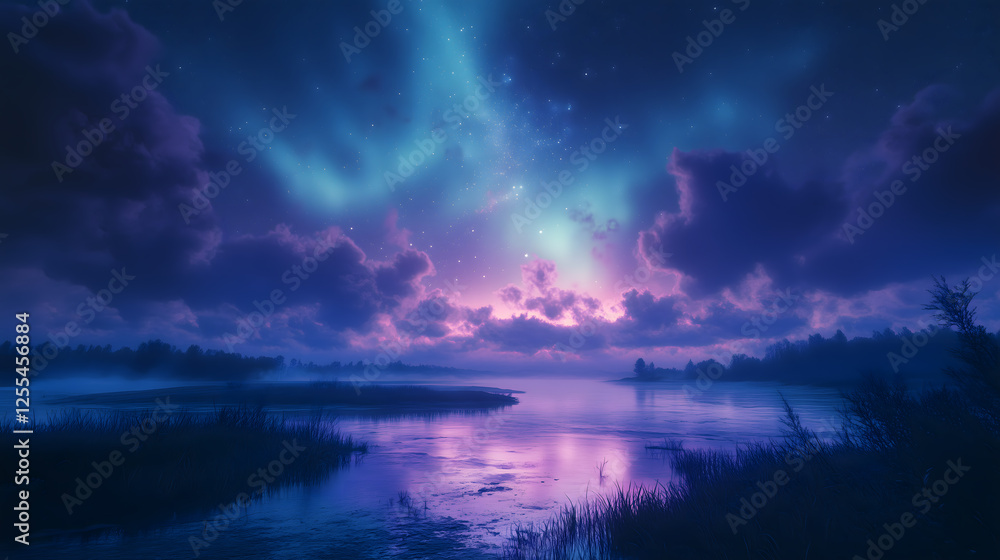 Obraz premium Beautiful Aurora over Tranquil Water