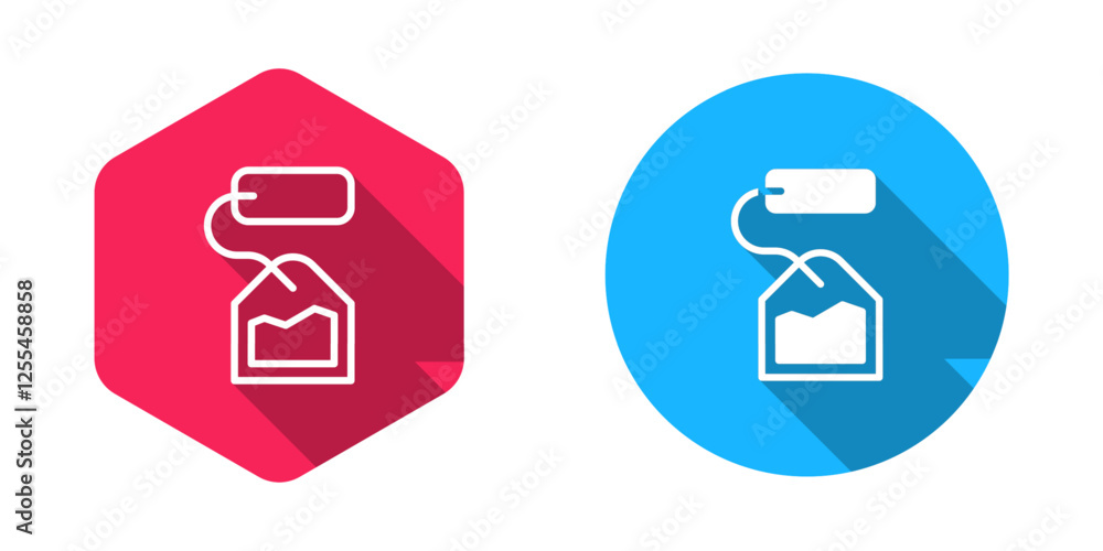 Filled and outline Tea bag icon isolated with long shadow background. Vector Filled and outline Tea bag icon isolated with long shadow background. Vector