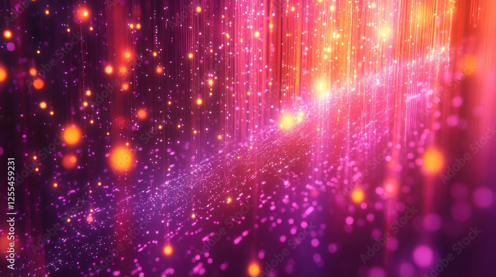 Abstract glowing particles tunnel, vibrant colors, digital art Abstract glowing particles tunnel, vibrant colors, digital art