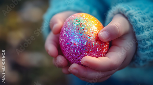 Wallpaper Mural Child Hands Holding Sparkling Easter Egg Torontodigital.ca