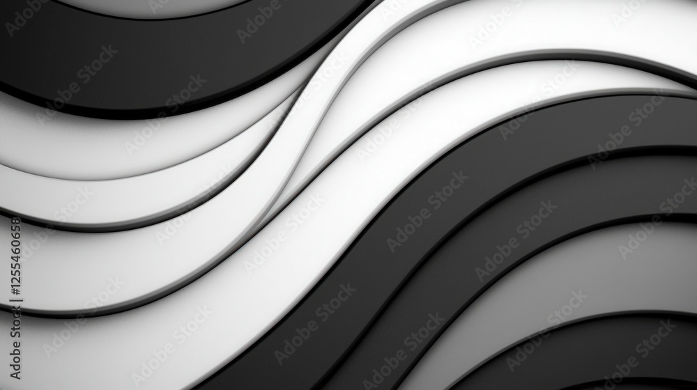 Fototapeta premium Abstract Waves in Black and White Texture Background Design