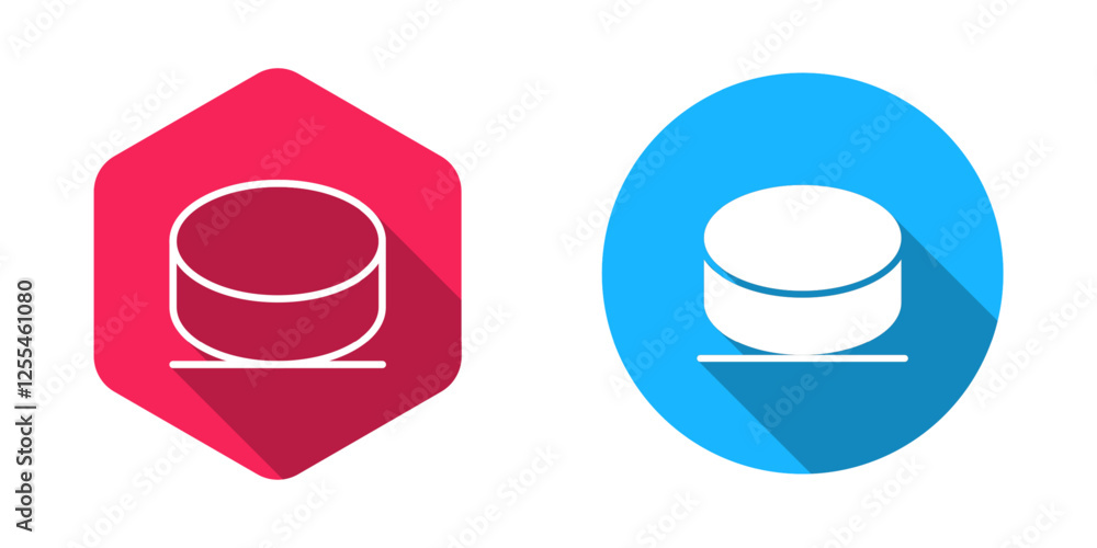 Filled and outline Hockey puck icon isolated with long shadow background. Vector Filled and outline Hockey puck icon isolated with long shadow background. Vector