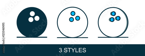 Filled outline Bowling ball icon isolated on white background. Sport equipment. Vector
