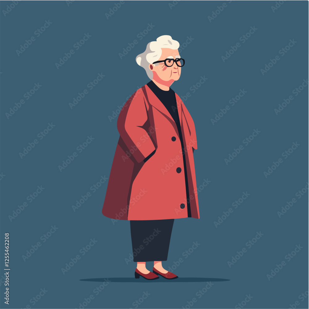 Illustration of an elderly woman. Pensioner woman. Grandmother. Illustration of an elderly woman. Pensioner woman. Grandmother.