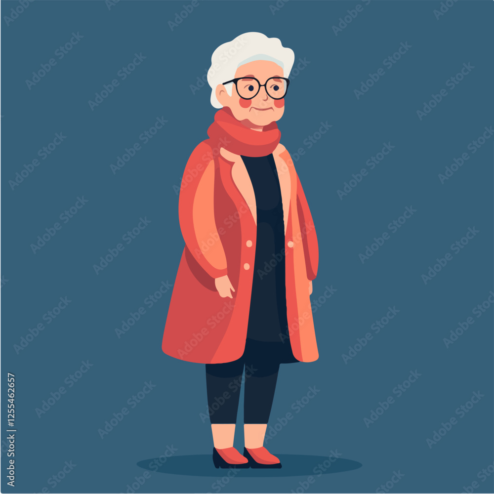 Illustration of an elderly woman. Pensioner woman. Grandmother. Illustration of an elderly woman. Pensioner woman. Grandmother.