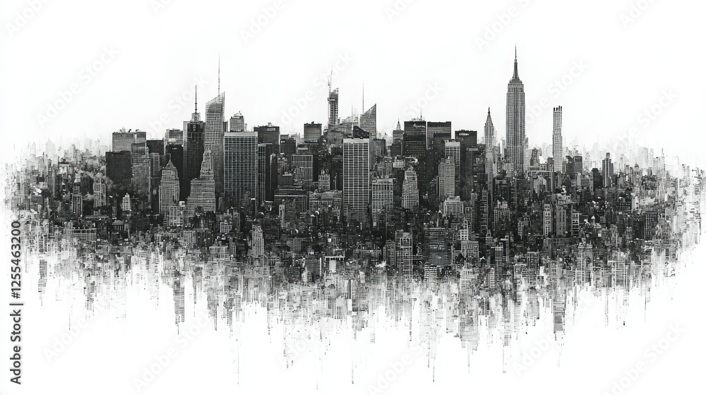 Fototapeta premium Manhattan Skyline Abstract Cityscape Black And White