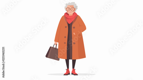 Illustration of an elderly woman. Pensioner woman. Grandmother.