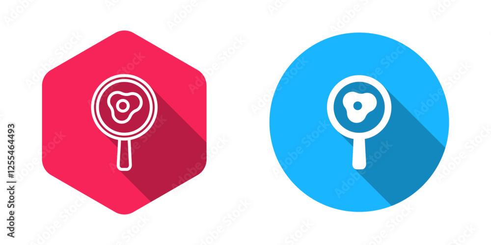 Filled and outline Fried eggs on frying pan icon isolated with long shadow background. Fry or roast food symbol. Vector Filled and outline Fried eggs on frying pan icon isolated with long shadow background. Fry or roast food symbol. Vector