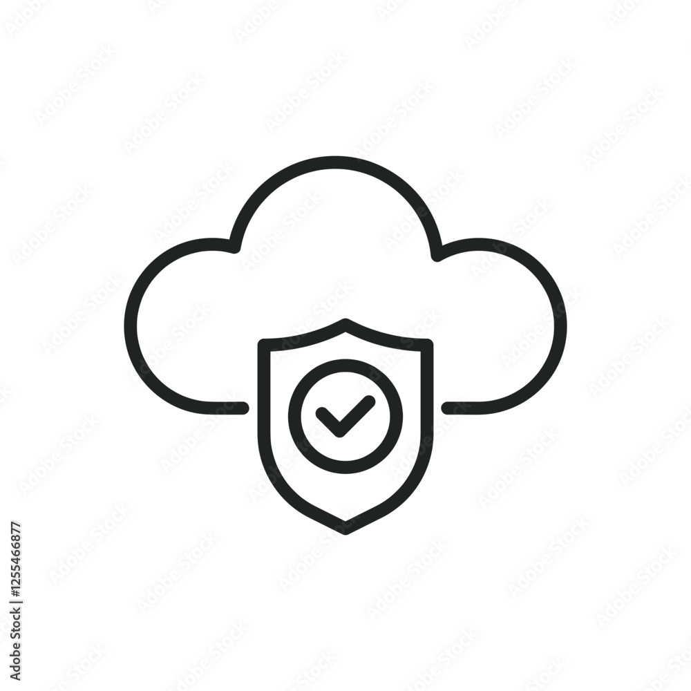 Cloud computing security thin line icons. Editable stroke and Perfect pixel on transparent background Cloud computing security thin line icons. Editable stroke and Perfect pixel on transparent background