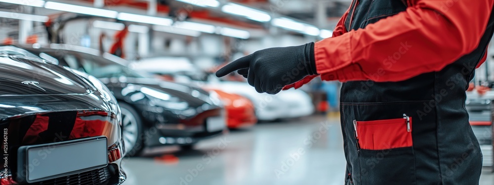 Obraz premium Auto Mechanic Inspecting Electric Vehicles