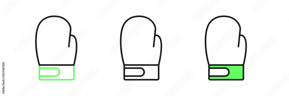 Set line Boxing glove icon isolated on white background. Vector Set line Boxing glove icon isolated on white background. Vector