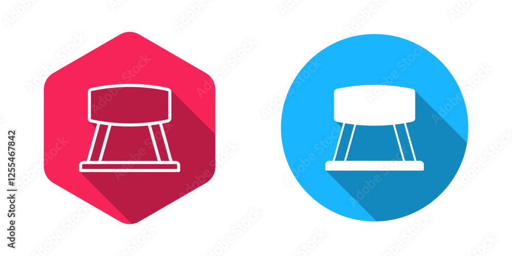 Filled and outline Pommel horse icon isolated with long shadow background. Sports equipment for jumping and gymnastics. Vector Filled and outline Pommel horse icon isolated with long shadow background. Sports equipment for jumping and gymnastics. Vector