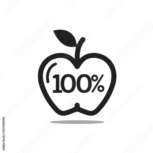 Eco friendly product icon, totally naturel icon, 100% natural icon, no GMO, free of nitrates, Totally natural icon depicting apple with 