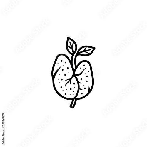 icon medical sign, healthy lungs symbol icon,  Medical sign icon featuring leaf and lungs in minimalist design