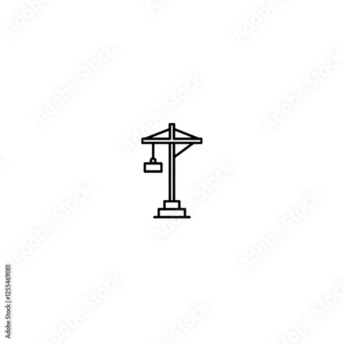 icon construction set, Construction crane icon in minimalistic black outline design on white background