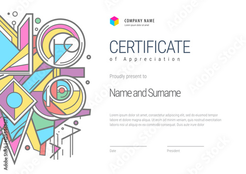 Certificate template. Diploma of modern design or gift certificate. Vector illustration.