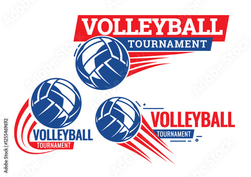 Volleyball ball color icons. Symbol or emblem. Vector illustration.