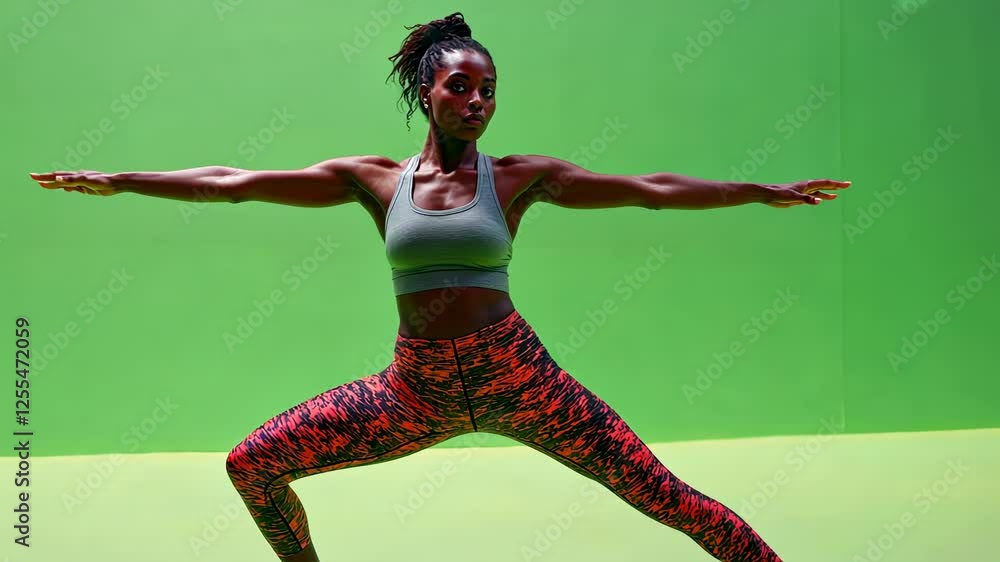 Woman Warrior II Pose Green Screen Studio Fitness Woman Warrior II Pose Green Screen Studio Fitness