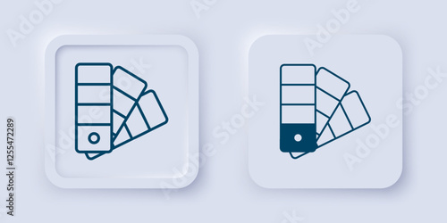 Filled and outline Color palette guide icon isolated on grey background. Square button. Vector