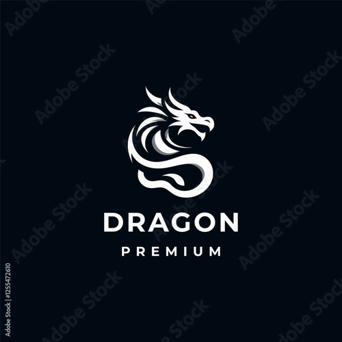 A powerful logo featuring a dragon, symbolizing strength, courage, and mystical energy. photo