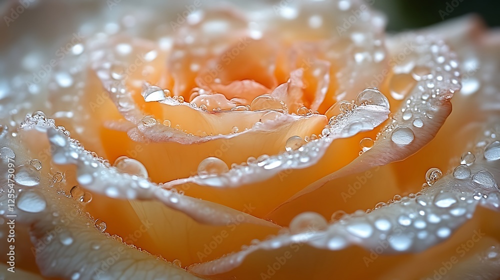 Dew Drops Adorn Peach Rose Petals Dew Drops Adorn Peach Rose Petals