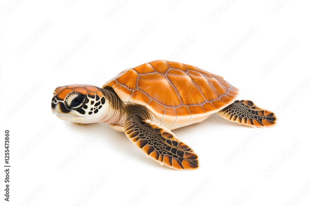 Obraz premium Realistic turtle figurine swimming gracefully against a white background