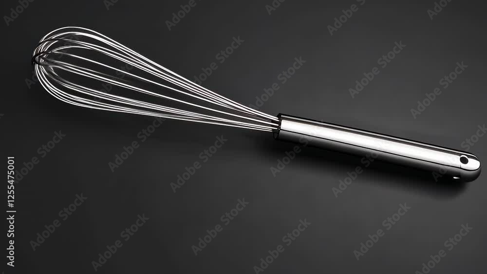 Silver whisk on dark background, cooking utensil Silver whisk on dark background, cooking utensil