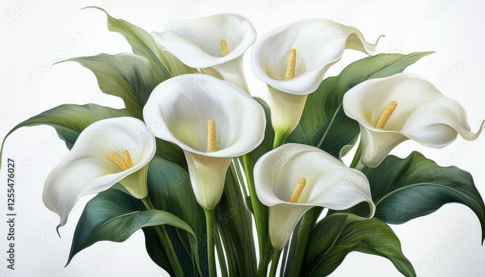 Fototapeta premium white calla lilies isolated on white background