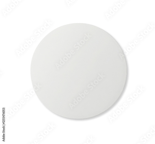 White round sticker isolated on transparent background. PNG. Front view