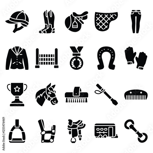 Horse Riding icons for commercial use.	