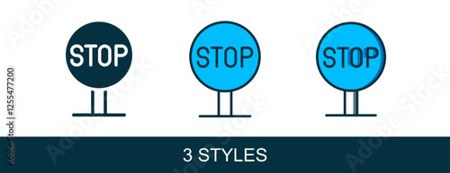 Filled outline Stop sign icon isolated on white background. Traffic regulatory warning stop symbol. Vector