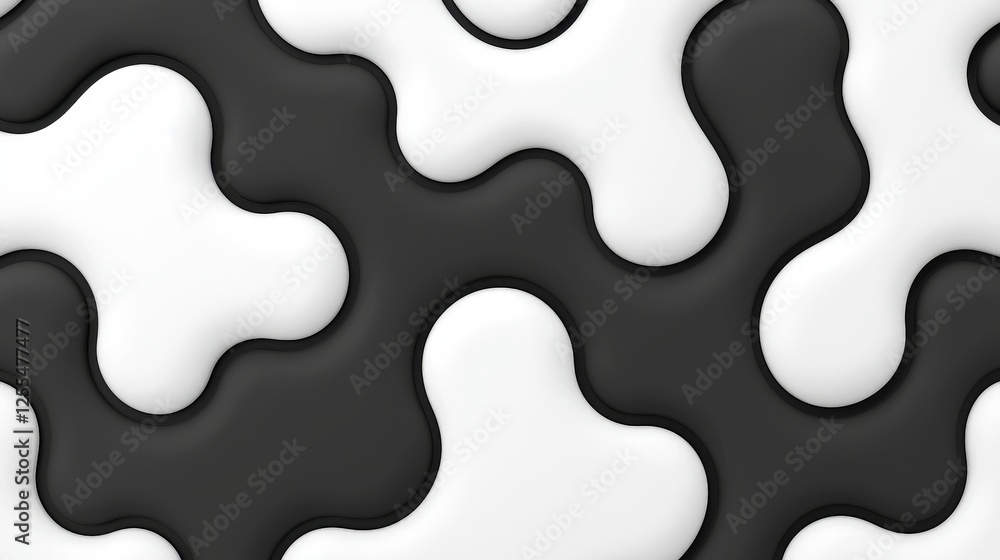 Abstract Black and White Fluid Shapes Background for Modern Design