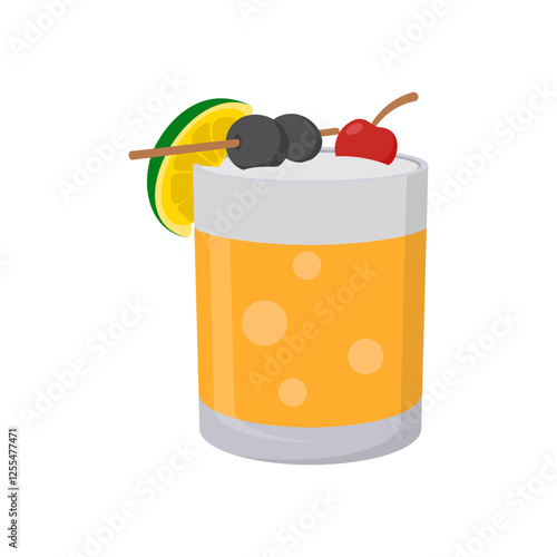 Amaretto Sour, Cocktails Vector illustration, Isolated