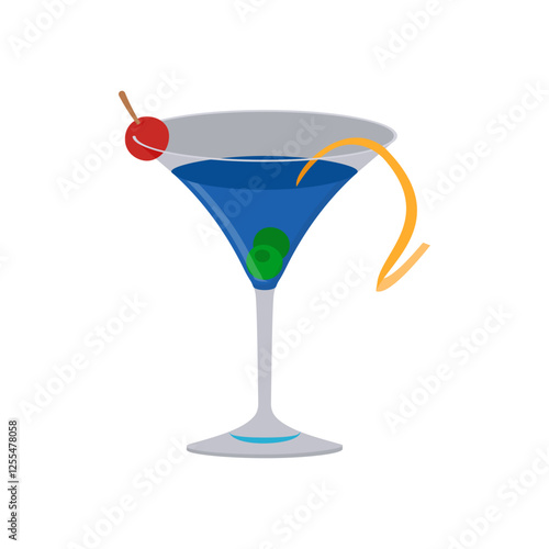 Blue Martini, Cocktails Vector illustration, Isolated