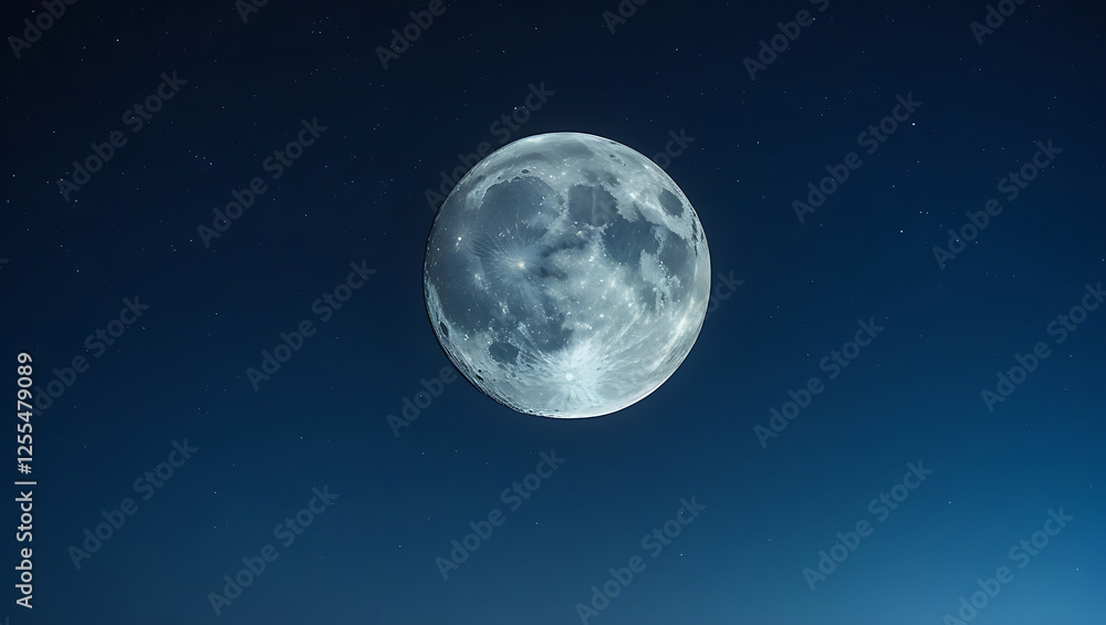 Fototapeta premium High-Resolution Full Moon Photography Ethereal Glow, Starry Night Sky