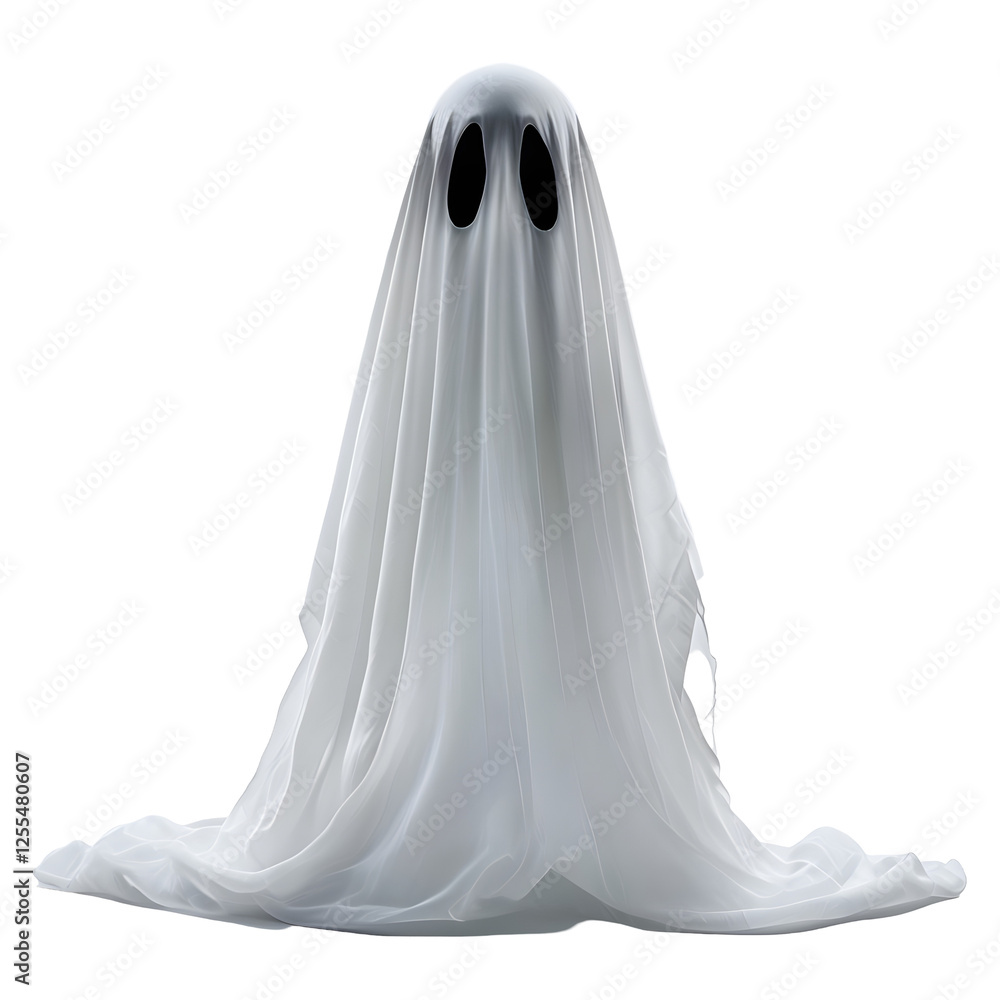 Ghostly Figure Draped In Translucent Fabric Ghostly Figure Draped In Translucent Fabric