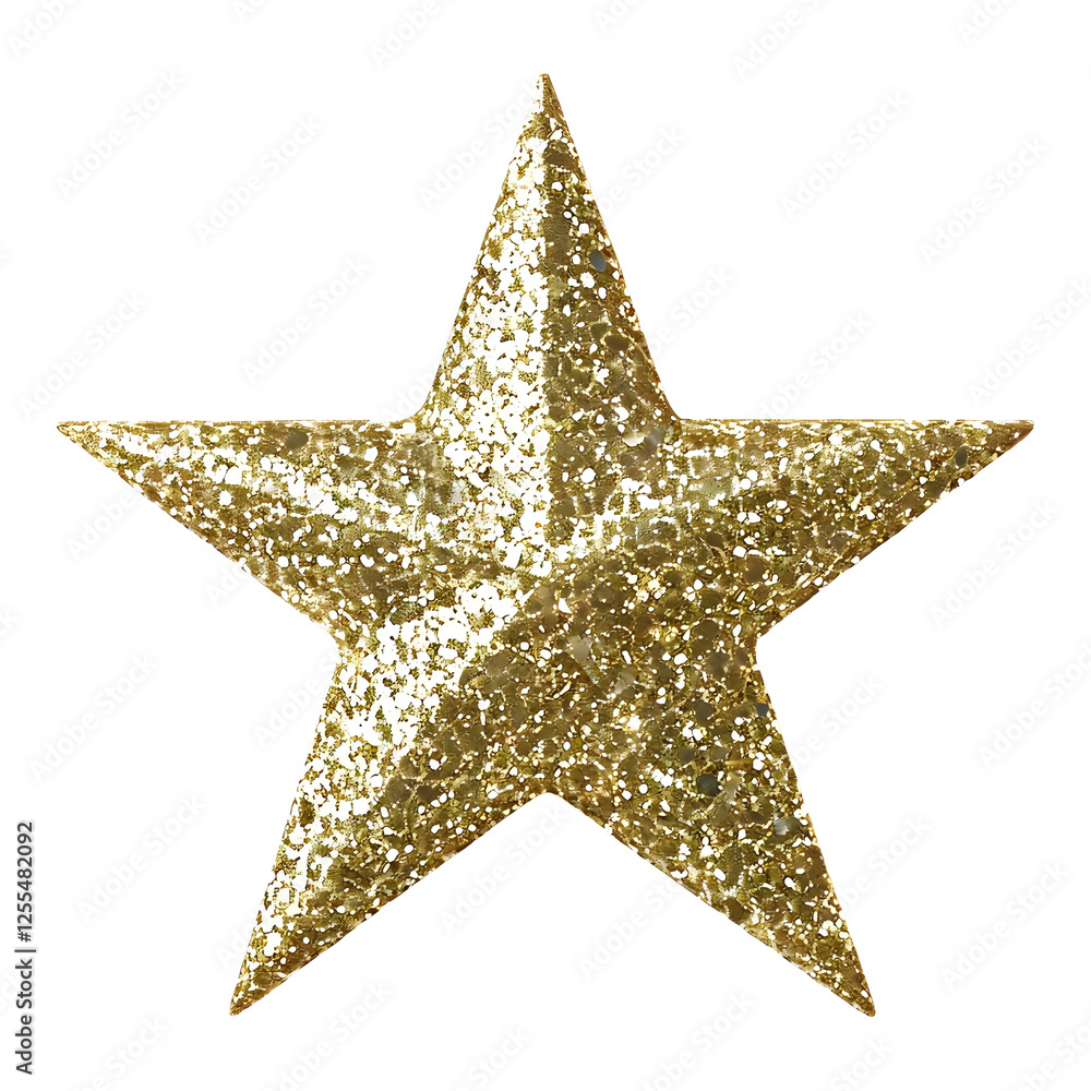 Glittering Gold Star on a Transparent Background Glittering Gold Star on a Transparent Background