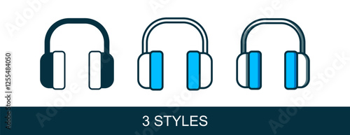 Filled outline Noise canceling headphones icon isolated on white background. Headphones for ear protection from noise. Vector