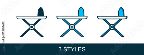 Filled outline Electric iron and ironing board icon isolated on white background. Steam iron. Vector