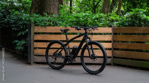 Wallpaper Mural Black Bicycle Park Path Wooden Fence Torontodigital.ca