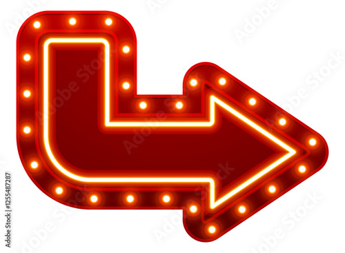 Red arrow light bulb sign