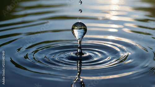 Rain Falling on Water Surface.