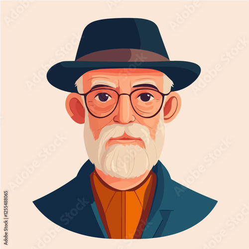 Illustration of an elderly man. Pensioner. Grandfather.