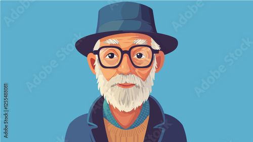 Illustration of an elderly man. Pensioner. Grandfather.