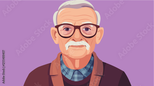 Illustration of an elderly man. Pensioner. Grandfather.