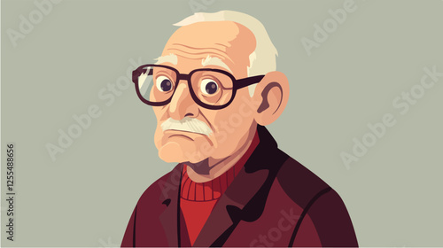 Illustration of an elderly man. Pensioner. Grandfather.