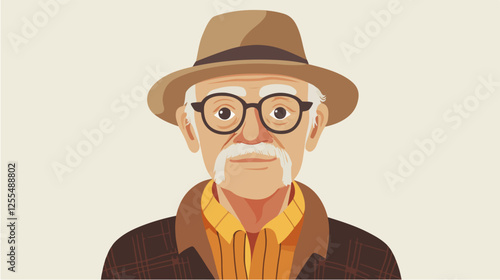 Illustration of an elderly man. Pensioner. Grandfather.