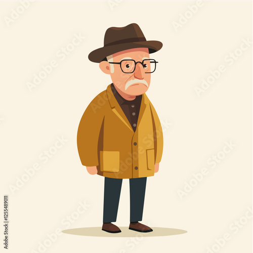 Illustration of an elderly man. Pensioner. Grandfather.