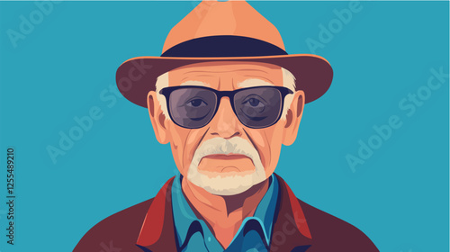 Illustration of an elderly man. Pensioner. Grandfather.