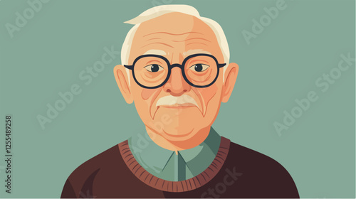 Illustration of an elderly man. Pensioner. Grandfather.